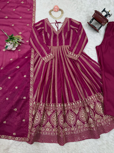 Designer Georgette Sequence Gown Set