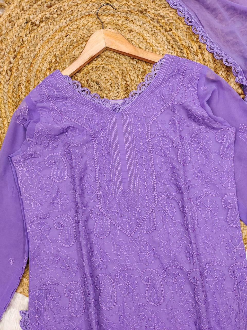 Party Wear Georgette Chikankari Embroidery Suit