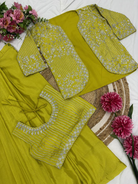 Ready to Wear Chinon SIlk Dhoti Blouse Jacket Set