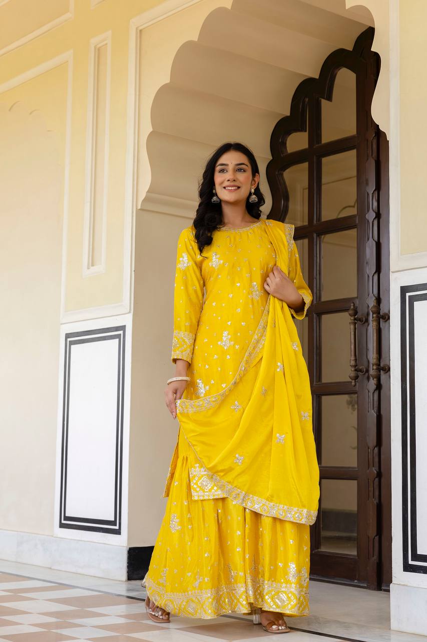Chinon Silk Sequence Work Salwar Suit