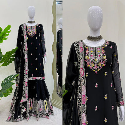 Georgette Sequence Work Sharara Suit