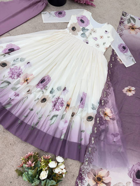 georgette anarkali sequence suit