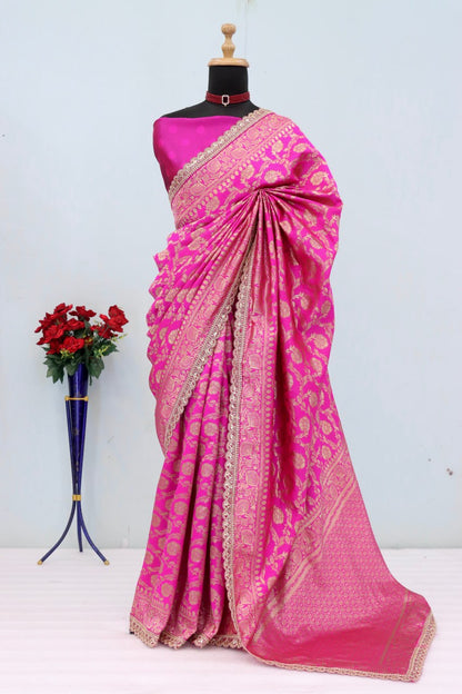 Latest Banarasi Silk Saree with Matching Silk Blouse Piece