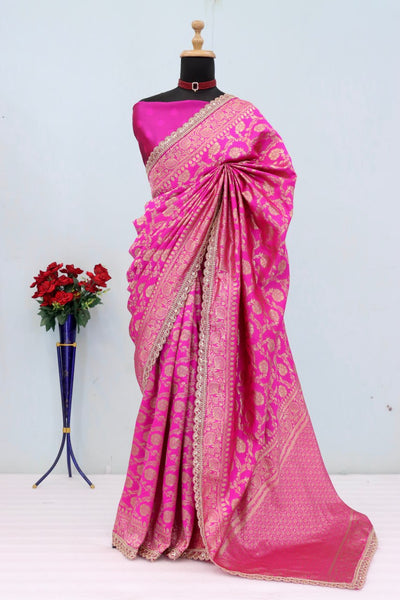 Latest Banarasi Silk Saree with Matching Silk Blouse Piece
