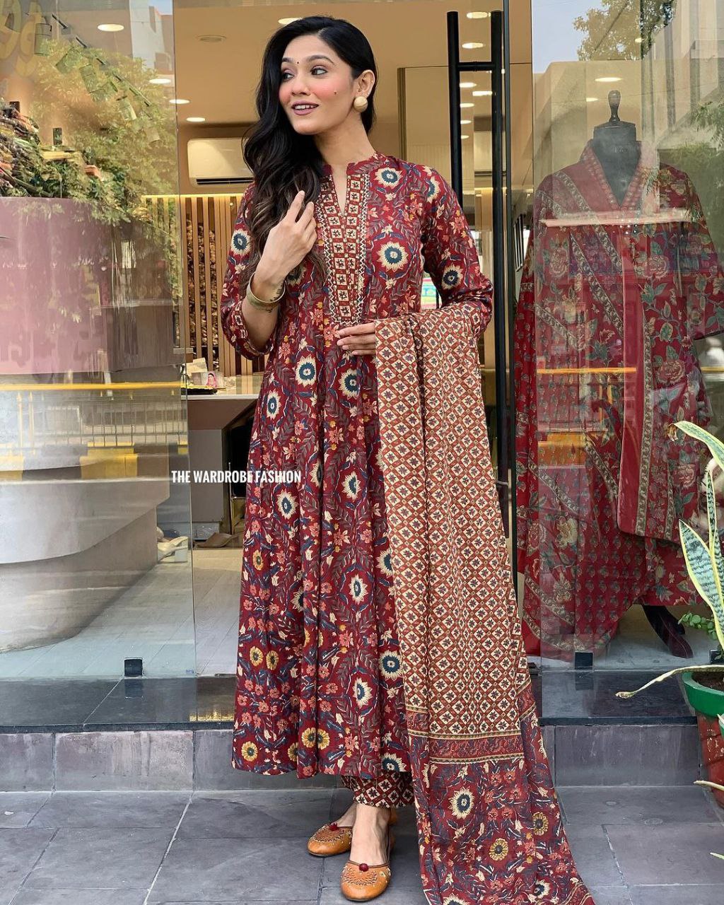 Latest Maroon Color Cotton Ready Made Hand Work Salwar Suit