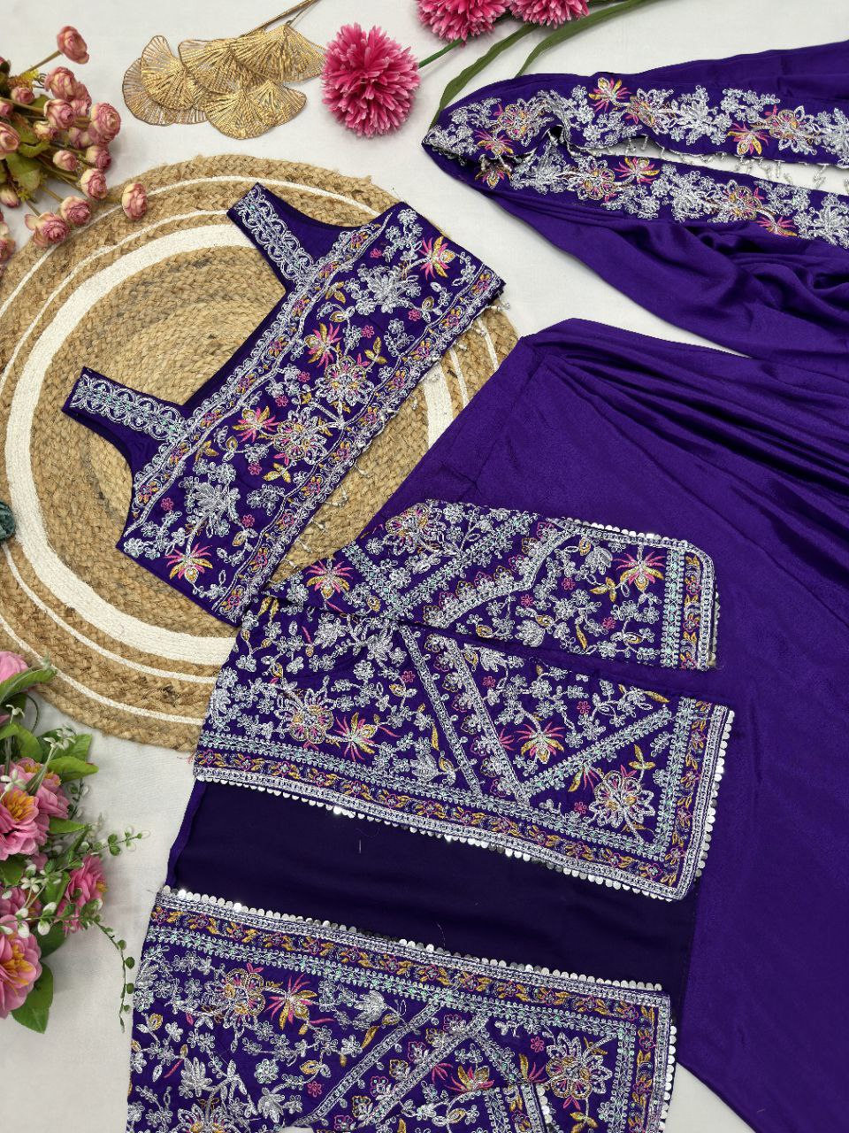 Ready to wear Chinon Silk Jacket Saree