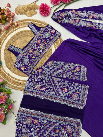 Ready to wear Chinon Silk Jacket Saree