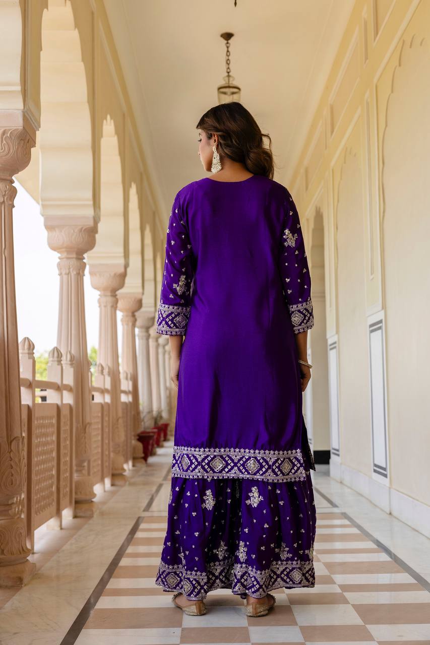 Chinon Silk Sequence Work Salwar Suit