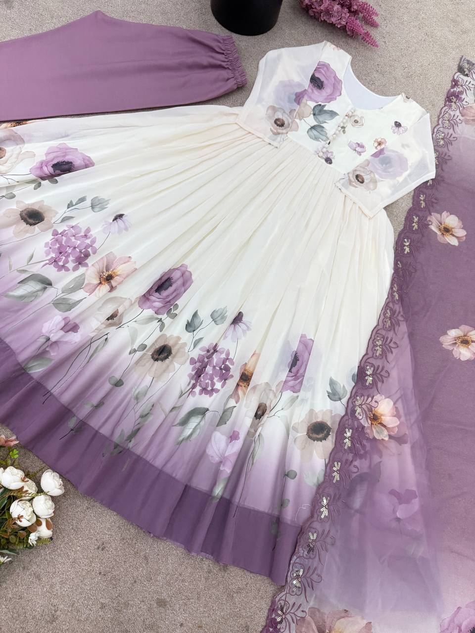 georgette anarkali sequence suit