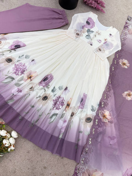 georgette anarkali sequence suit