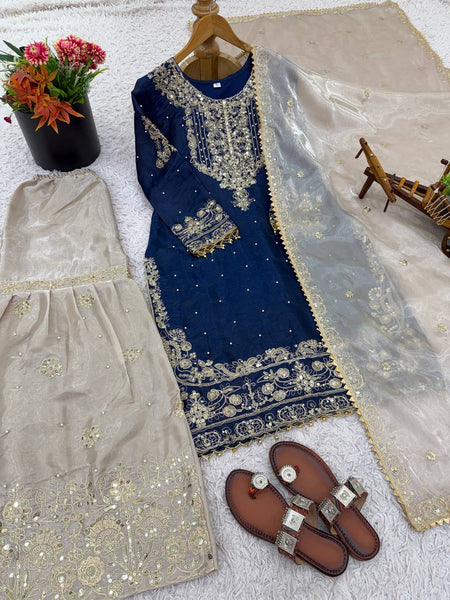 Silk Embroidery Sharara Suit
