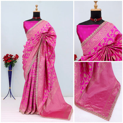 Latest Banarasi Silk Saree with Matching Silk Blouse Piece