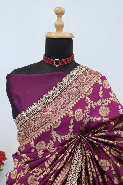 Banarasi Silk Saree Matching Silk Blouse Piece