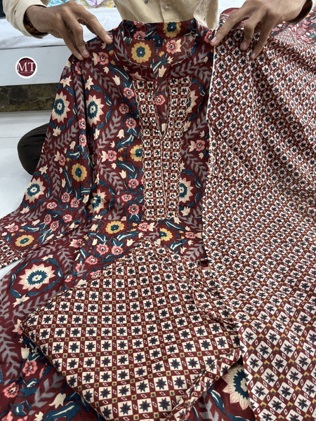 Latest Maroon Color Cotton Ready Made Hand Work Salwar Suit