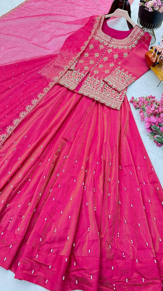 Latest Simmer Silk Moti Sequence Work Lehenga Choli