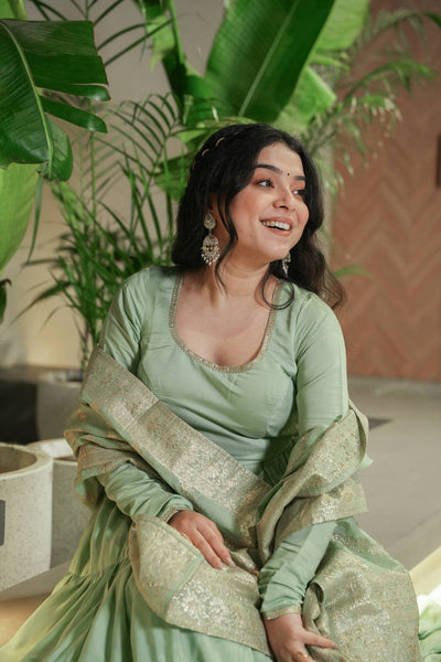 Trendy Roman Silk Chanderi Anarkali Suit