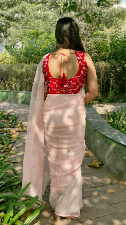 Organza Silk Sequence Work Saree Blouse