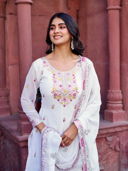 Georgette Sequence Work Sharara Suit