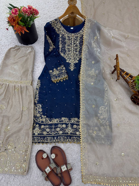 Silk Embroidery Sharara Suit