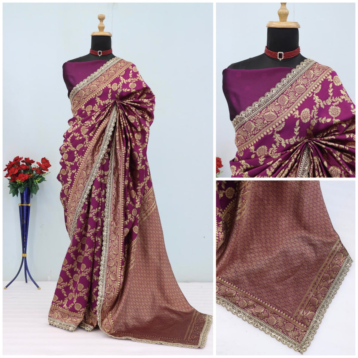 Banarasi Silk Saree Matching Silk Blouse Piece
