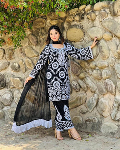 Designer Fancy Black And White Pakistani Salwar Suit