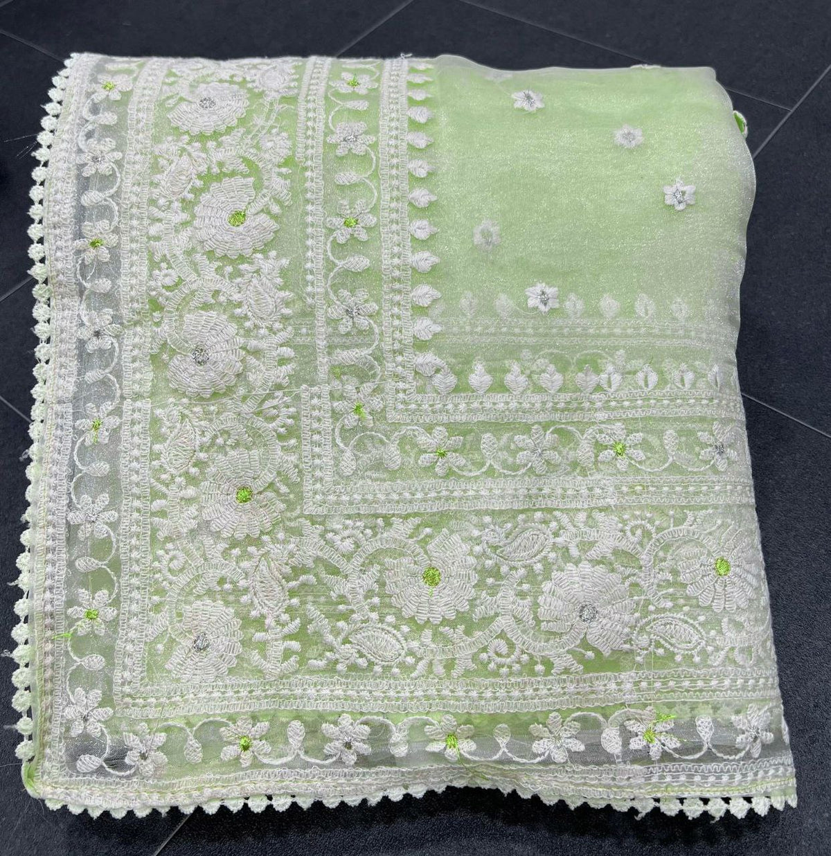 Attractive Organza Silk With Fancy Embroidery Work Saree
