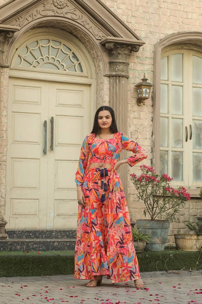 Stunning Multi Color Georgette Digital Printed Indo Western