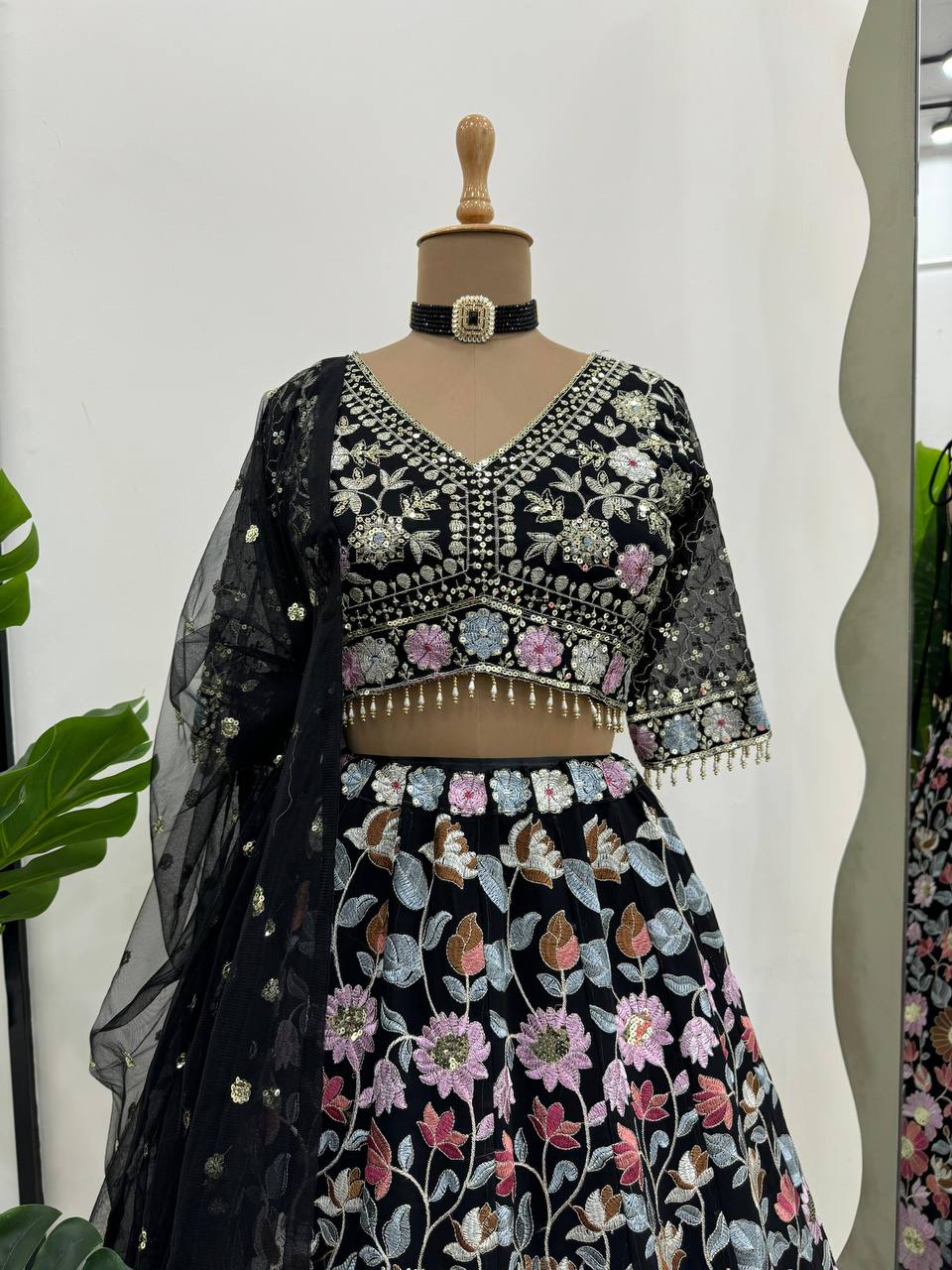 Best Quality Black Color Georgette Sequence Work Lehenga Choli