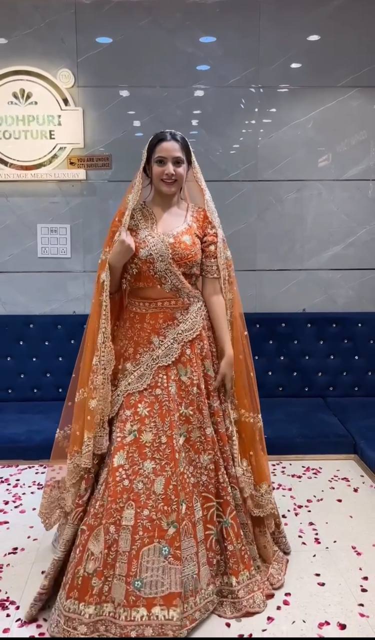 Wedding Wear Georgette Sequence Embroidered Work Lehenga Choli