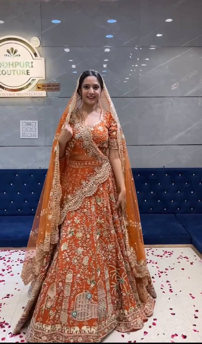 Wedding Wear Georgette Sequence Embroidered Work Lehenga Choli
