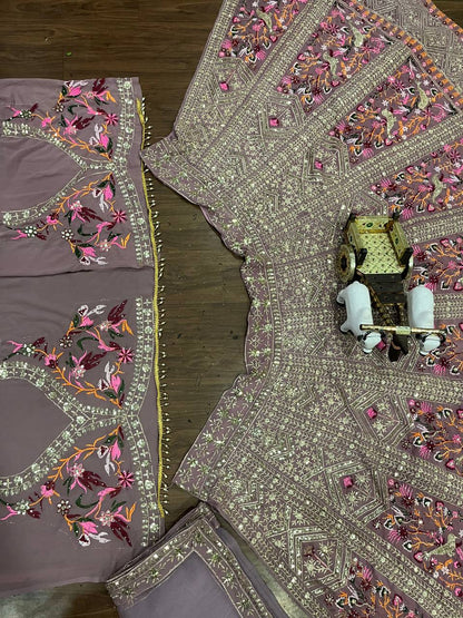 Onion Color Georgette Party Wear Lehenga For Women