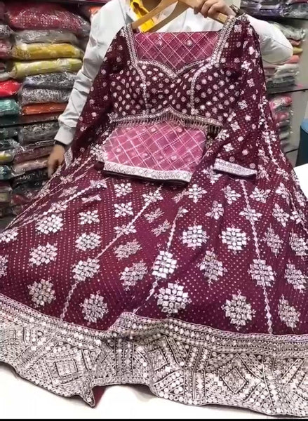 Ville Fashion Latest Georgette Real Mirror Work Lehenga