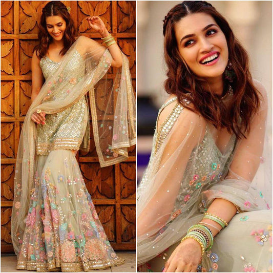 Designer Party Wear Sharara Palazzo Set with Embroidered Dupatta – Festive & Wedding Outfit