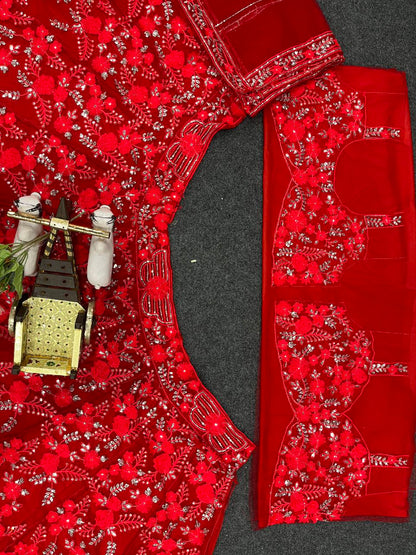 Ville Fashion Red Lehenga