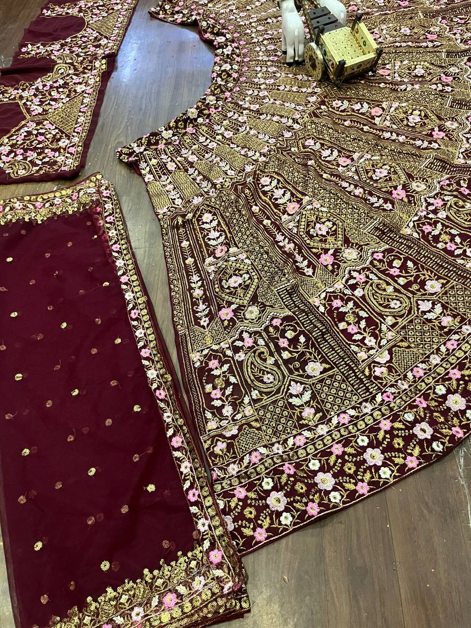 Maroon georgette Lehenga For Women