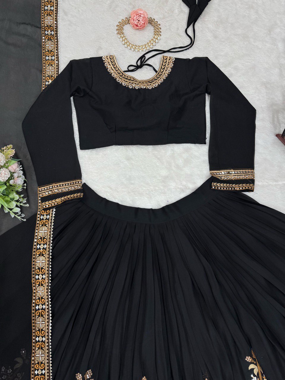 Letest Black Color Georgette Sequnce Work Lehenga choli