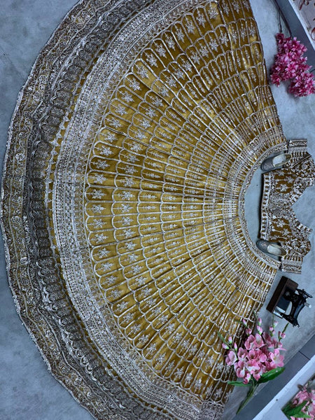 Mustard color Embroidery With Sequence Work Net Lehenga Choli