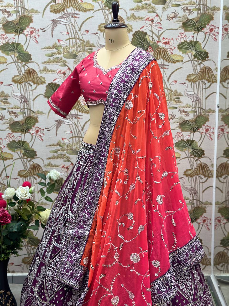 Wine Color Jalpari Silk Embroidered Lehenga Choli