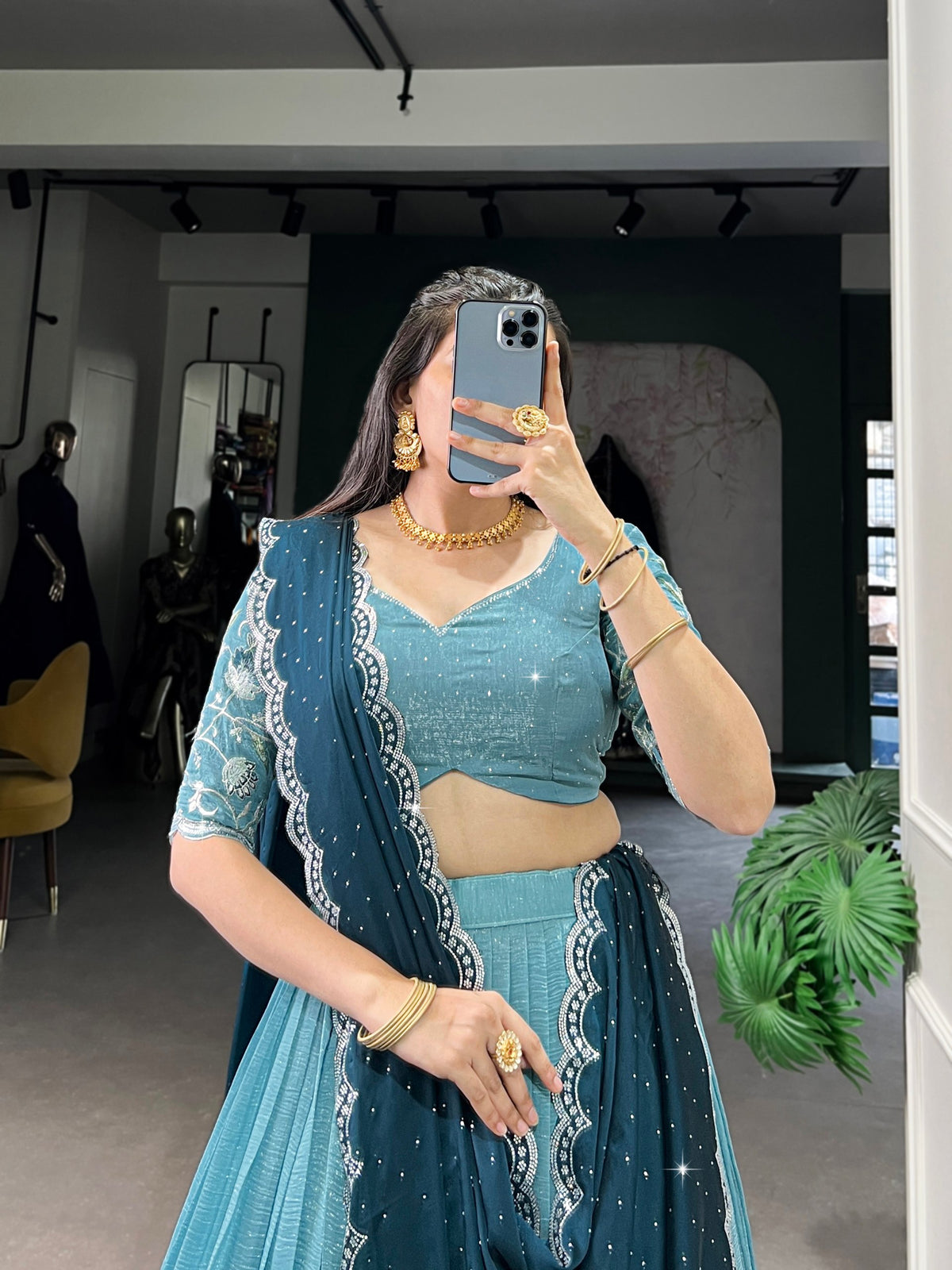Latest Silver Glosy Sequence Work Lehenga Choli