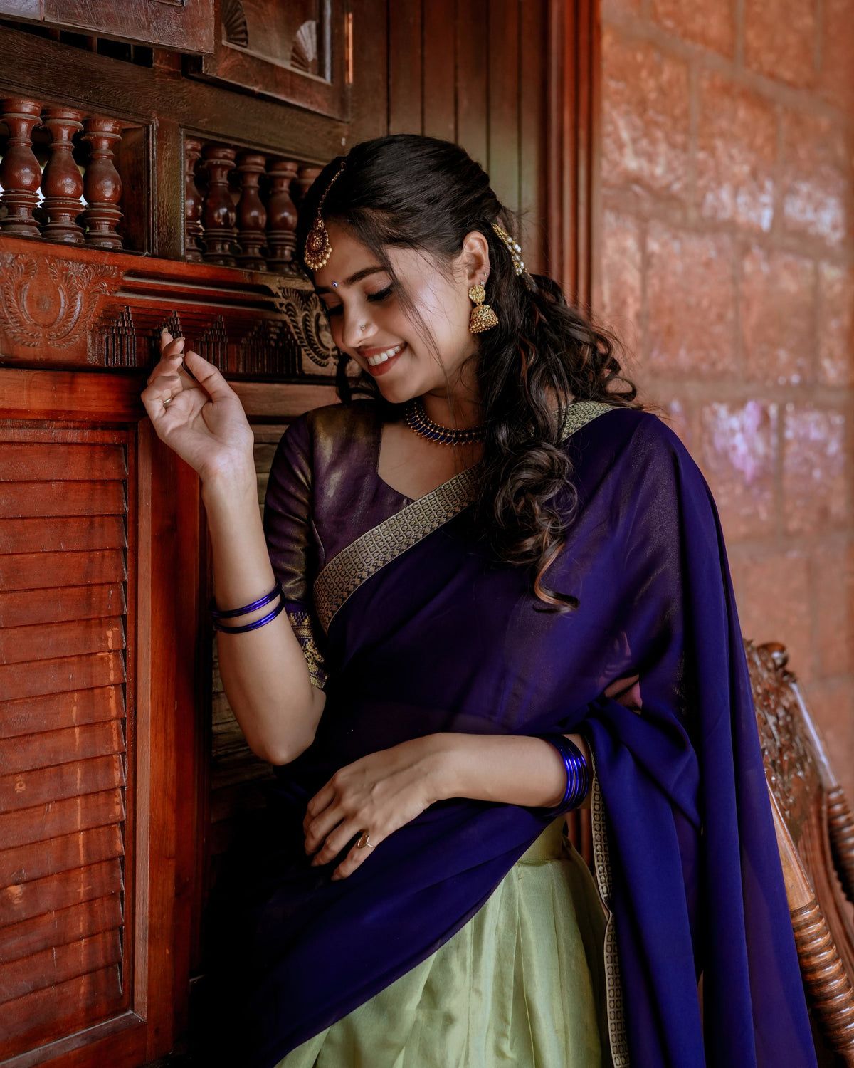 Green Color Kanchipuram Zari Weaving Lehenga Choli