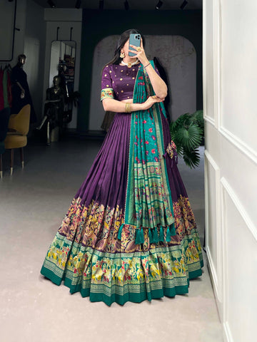 Wedding Wear Tussar Silk Foil Work Lehenga Choli