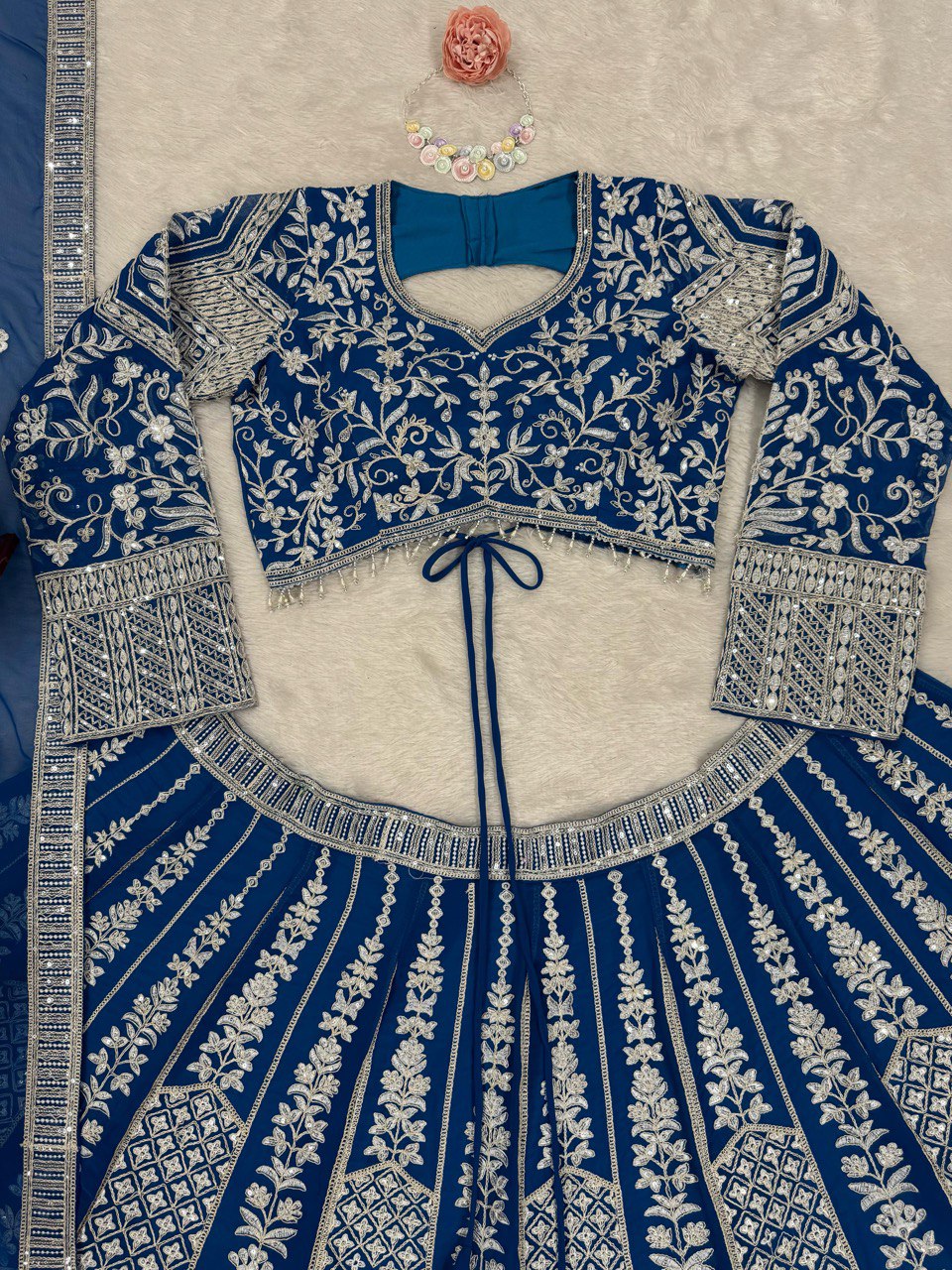 Blue Sequnce Work Georgette Lehenga Choli