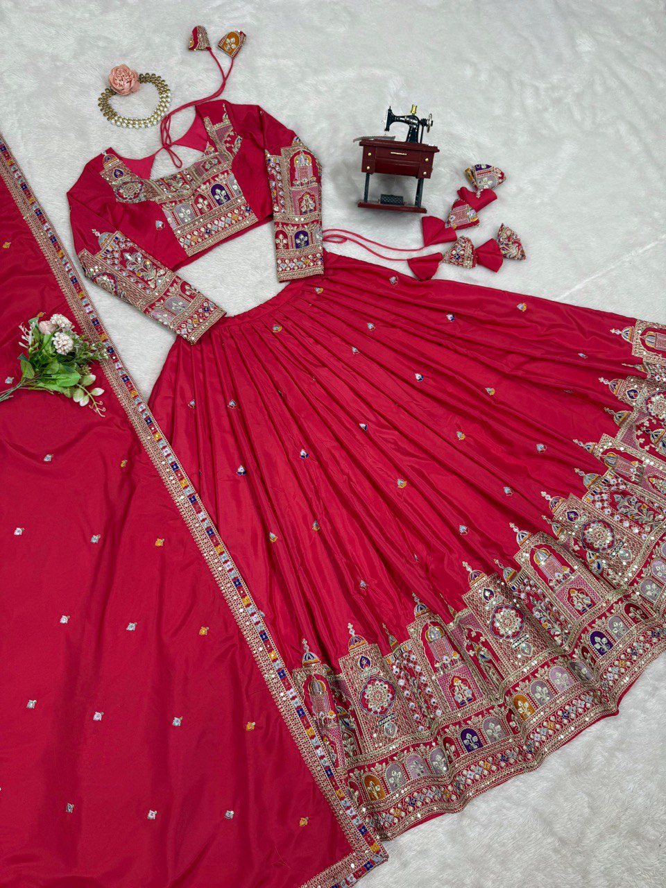 Wedding Wear Crape Silk Sequence Lehenga Choli