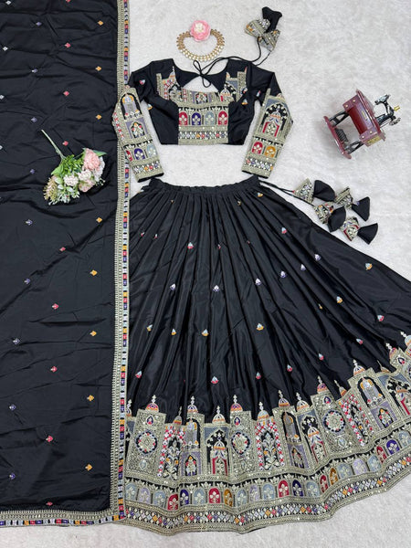 Wedding Wear Crape Silk Sequence Lehenga Choli