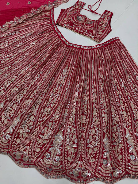 Wedding Wear Red Georgette Lehenga Choli