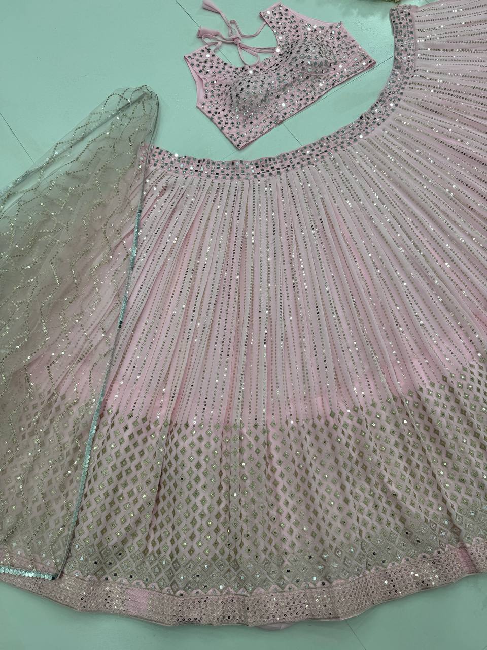 Latest Georgette Sequence Real Mirror Work Lehenga Choli