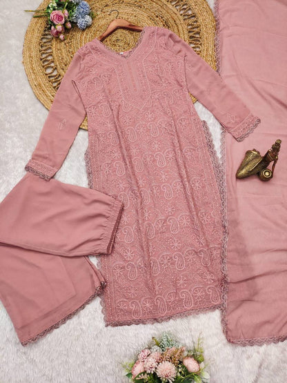 Party Wear Georgette Chikankari Embroidery Suit