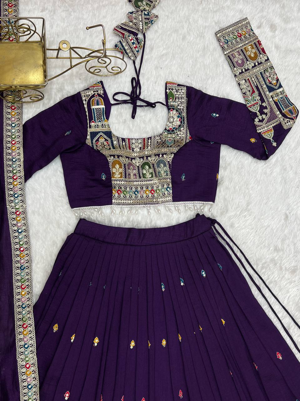 Latest Vichitra Silk Full Stitched Lehenga Choli
