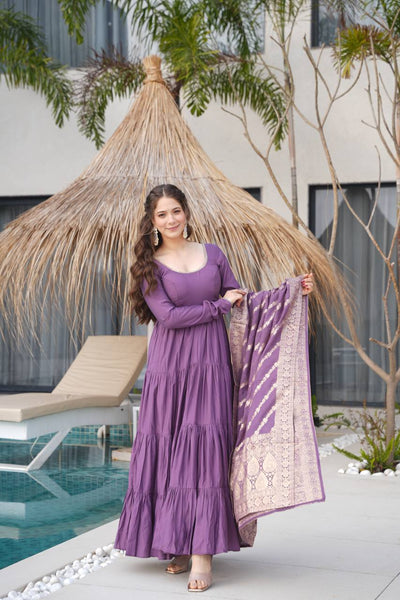 Trendy Roman Silk Chanderi Anarkali Suit