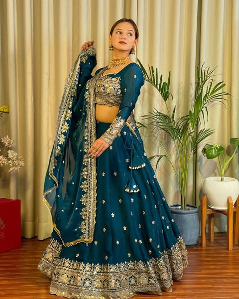 Wedding Wear Blue Color Lehenga Choli
